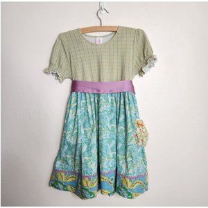 Matilda Jane Serendipity Maybelline dress 10 sash green aqua blue lime pockets